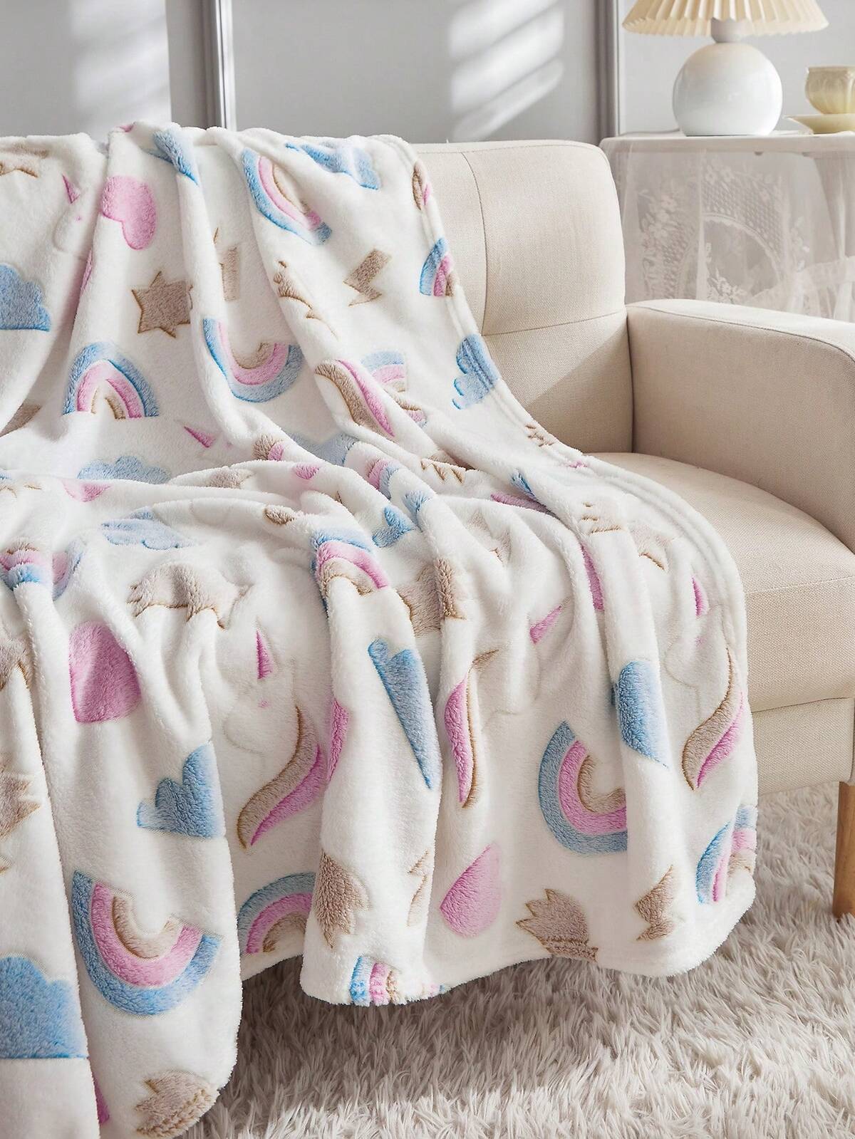 1pc Glow-in-the-dark Rainbow Unicorn Blanket