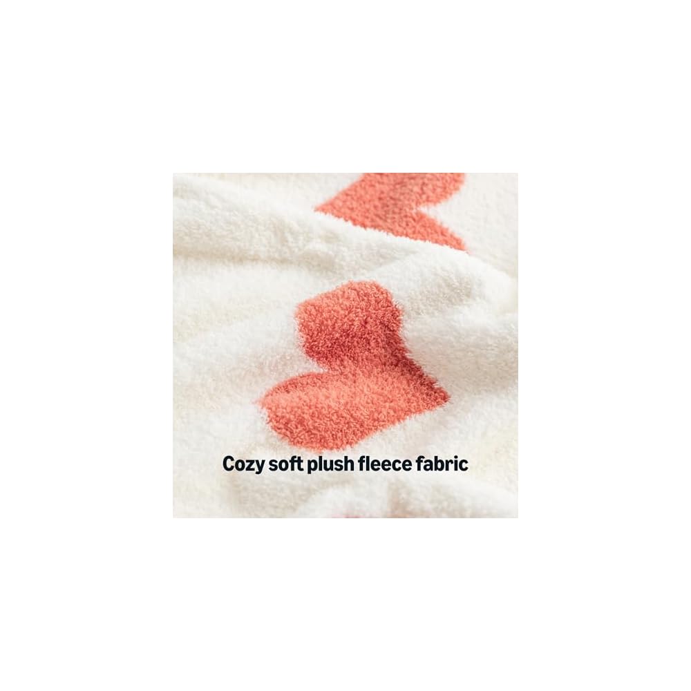 Fleece Throw Blanket, Reversible Decorative Hearted Pattern for the Bed, Couch and Sofa, 50" W × 60" L, Pink Heart