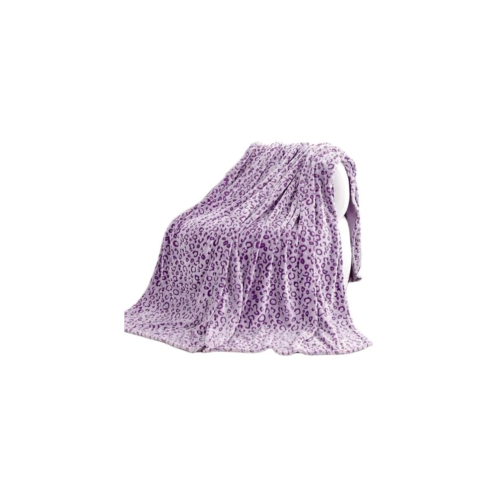 Purple Leopard Print Blanket, Soft Purple Throw Blankets for Women 50x60 in