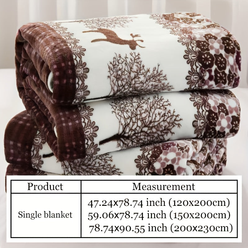 1pc Multifunctional Flannel Printed Blanket-Soft, Lightweight And Machine Washable | Cozy Decorative Throw in Mixed Colors for Sofa, Car, Bedroom, Office And More | All-Season Home Essential