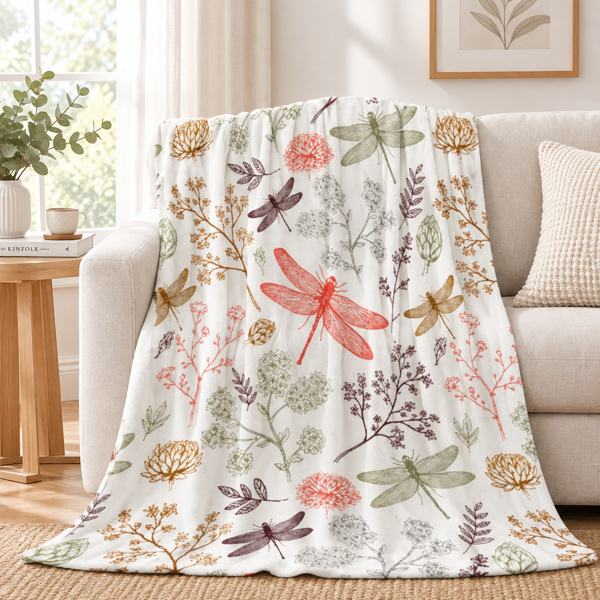 Dragonfly Blanket 40x50 Inches - Super Soft Flannel Dragonfly Throw Blankets for Kids - Dragon Fly Print Blankets Gifts for Boys & Girls - Cozy Fleece Plush Blanket for Bed, Sofa, Car